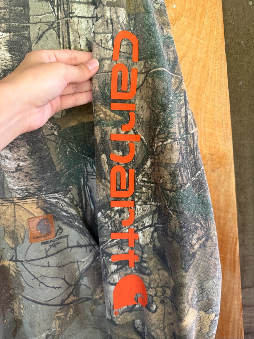 Carhartt Men's Camo Hooded Sweatshirt - Green/Brown Realtree-Style - Picture 4 of 6